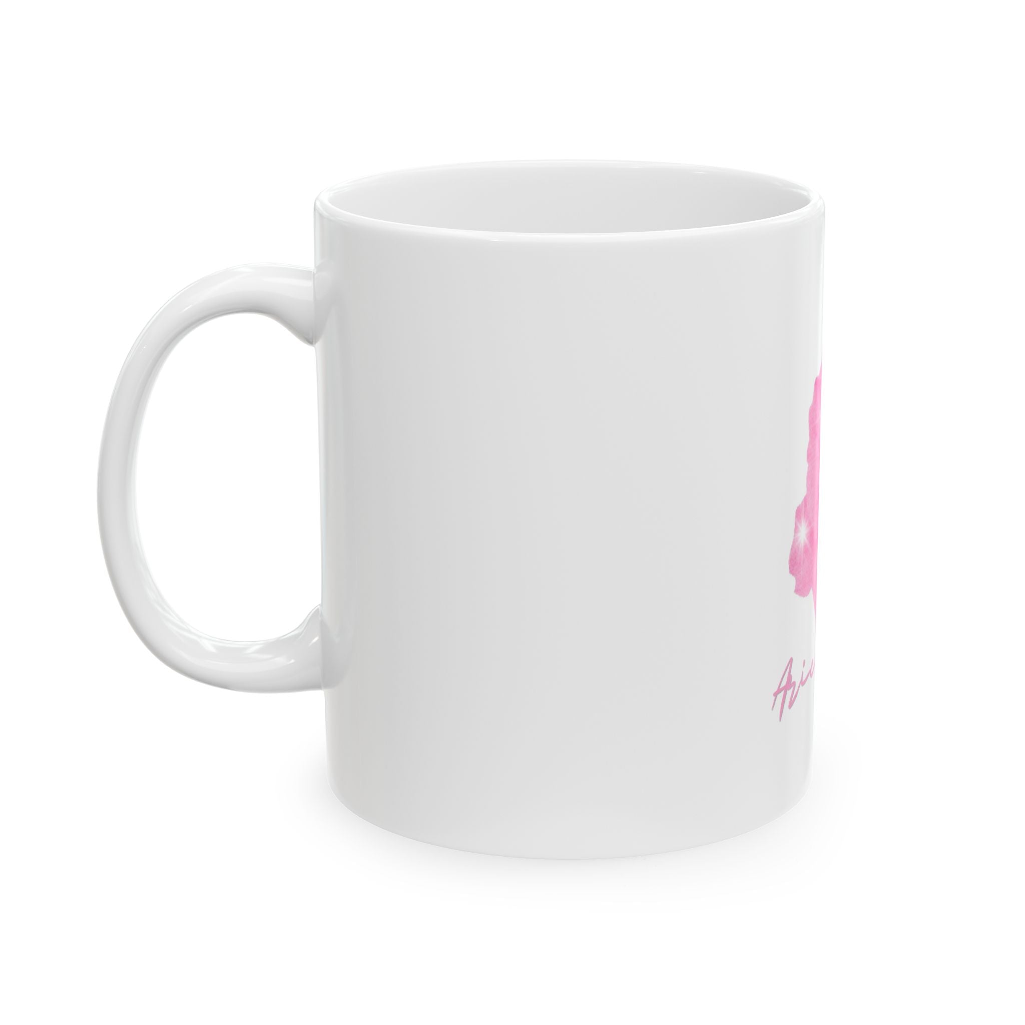 Ariel Moon Pink Floral Ceramic Mug – Feminine Watercolor Flower Coffee Cup (11oz/15oz)