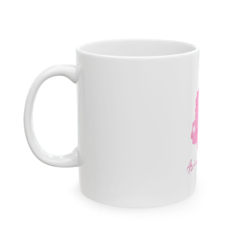 Ariel Moon Pink Floral Ceramic Mug – Feminine Watercolor Flower Coffee Cup (11oz/15oz)