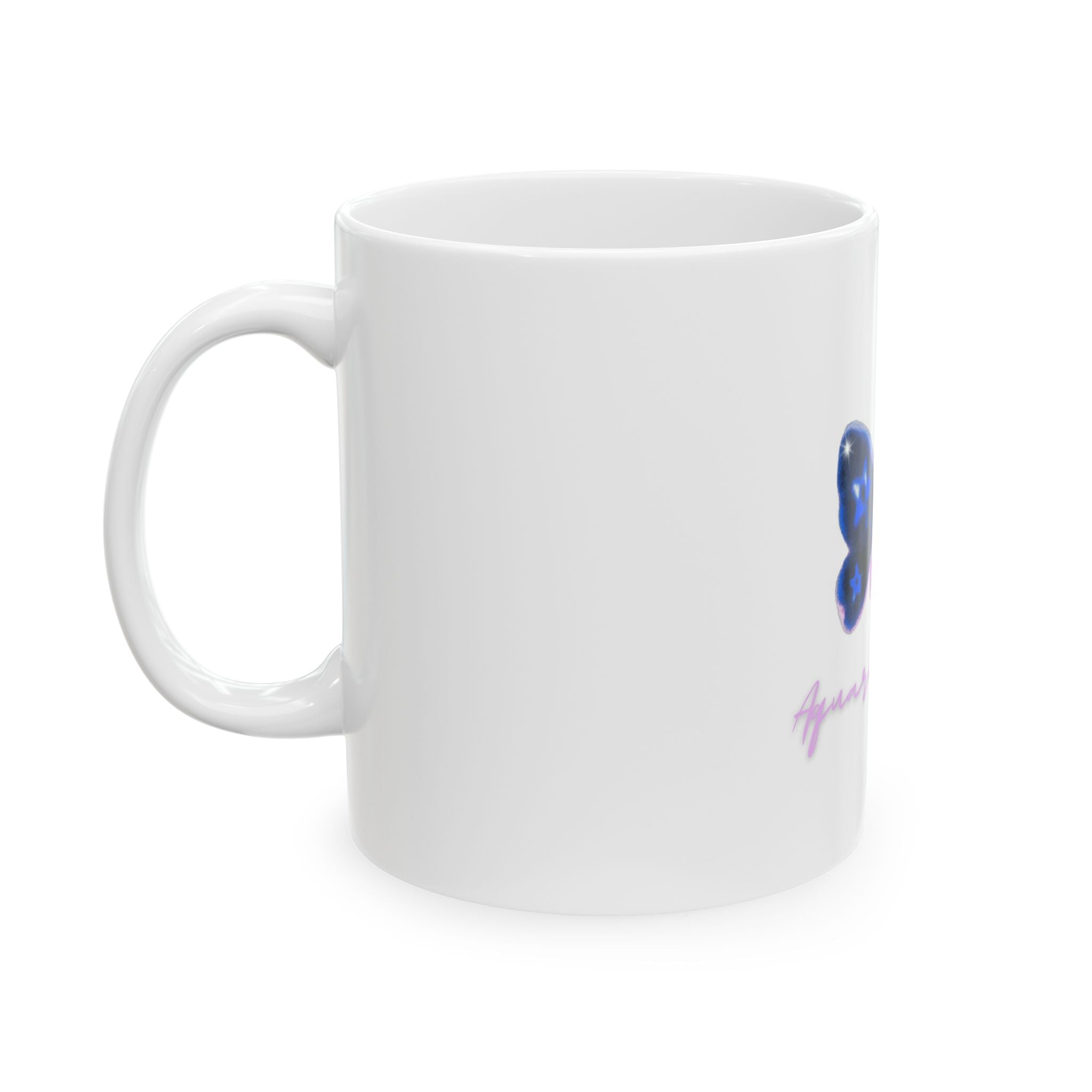 Aquarius Moon Ceramic Mug — Butterfly Sparkle (11oz & 15oz)