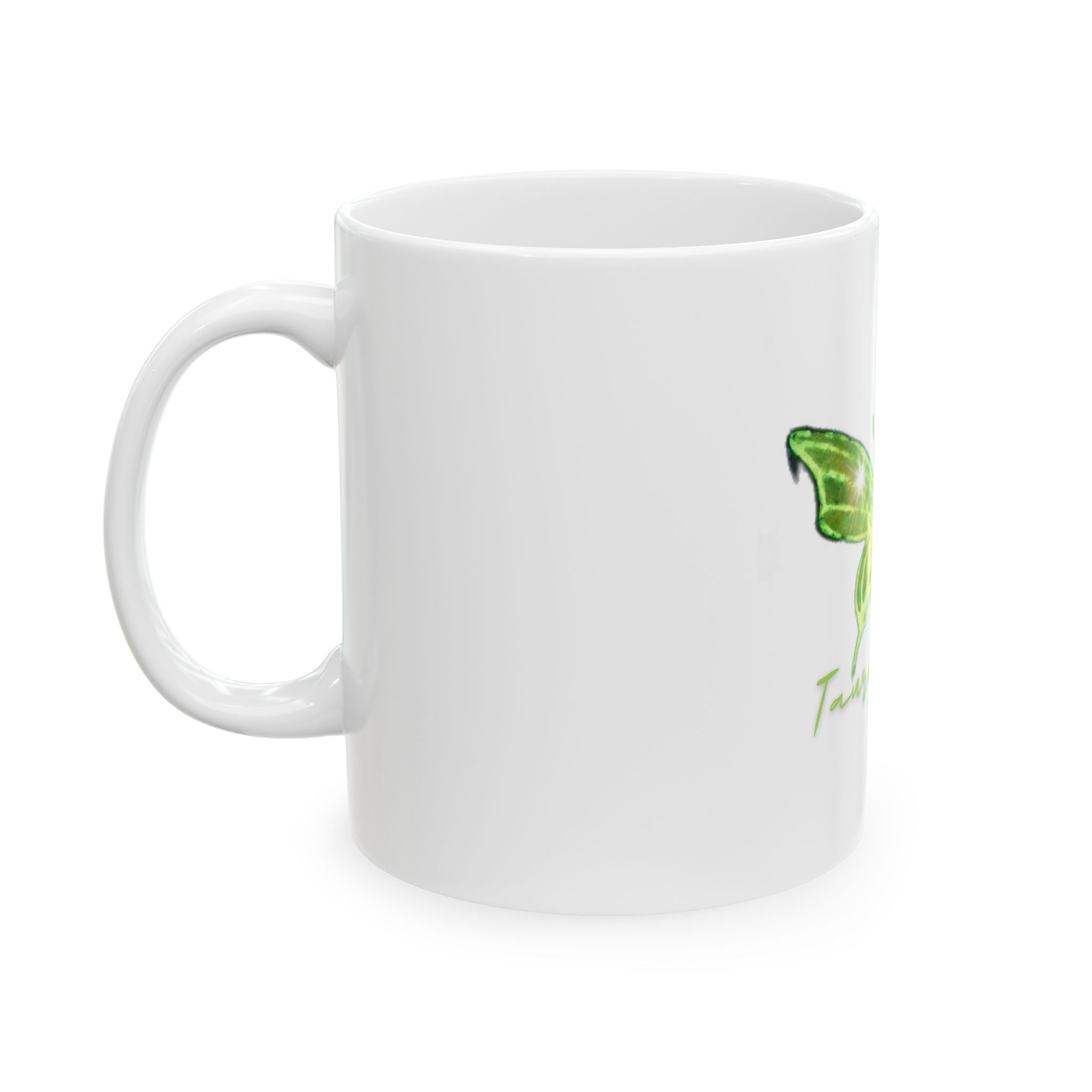 Taurus Moon Ceramic Mug — Green Butterfly Astrology Coffee Cup (11oz & 15oz)