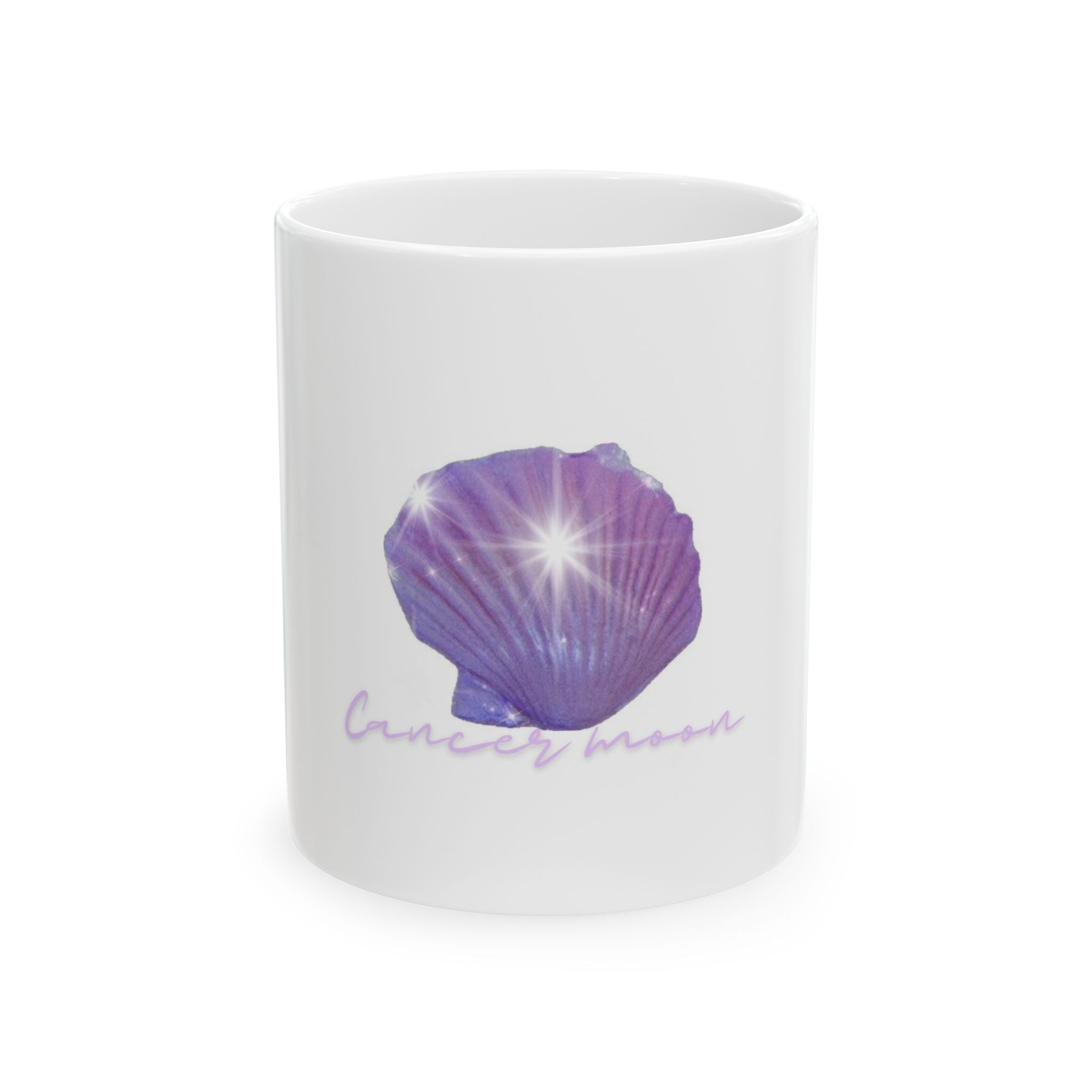 Cancer Moon Purple Shell Mug – Beachy Ceramic Coffee Cup (11oz & 15oz)
